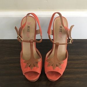 Orange T-strap Heels